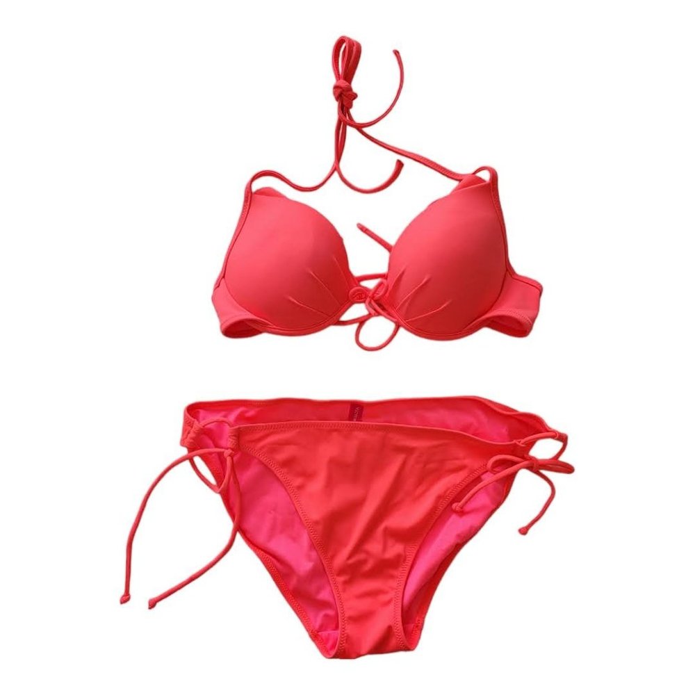 Victoria's Secret Bright Pink Bikini Top 34B Bottom Large